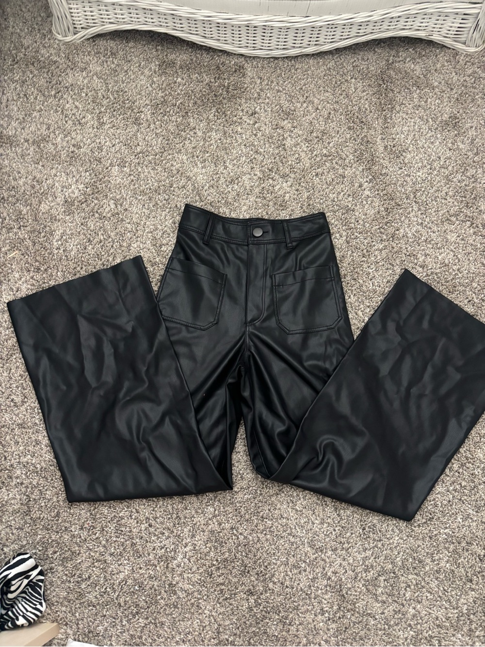 Zara Black Faux Leather Trousers